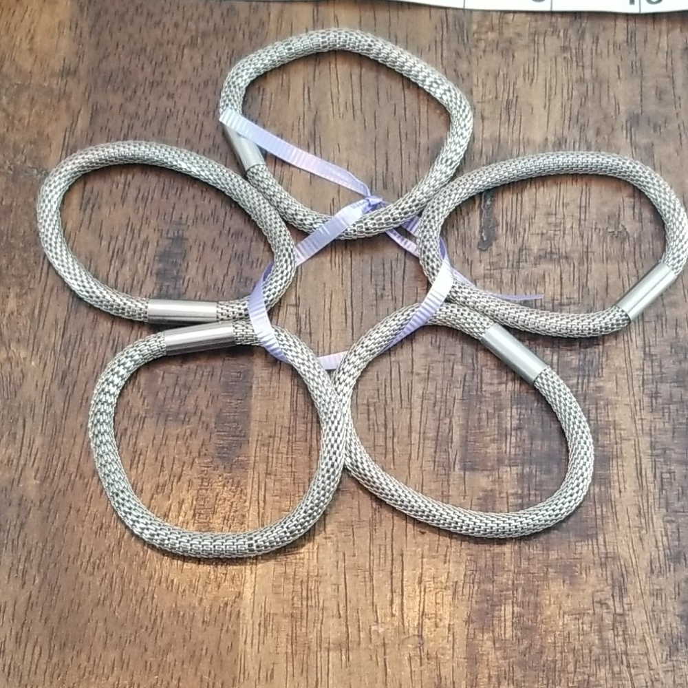 Lot of 5 silver tone bracelets